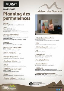 Planning des permanences de mars 2023 - Maison des Services