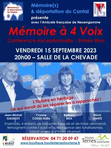 Conférence Mémoire à 4 voix - Mémoire(s) & déportation du Cantal